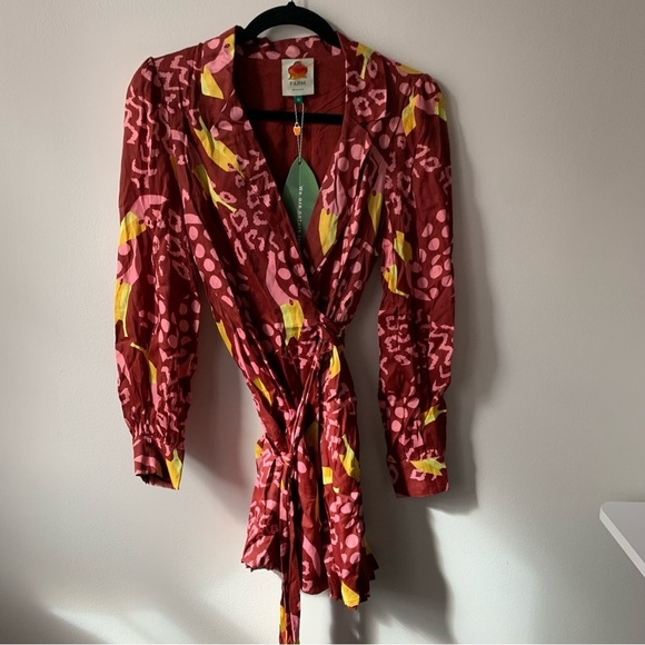 Farm Rio Toucanissimo Mini Dress Beaded Tassel Belt Sz XS NWT - Picture 4 of 9